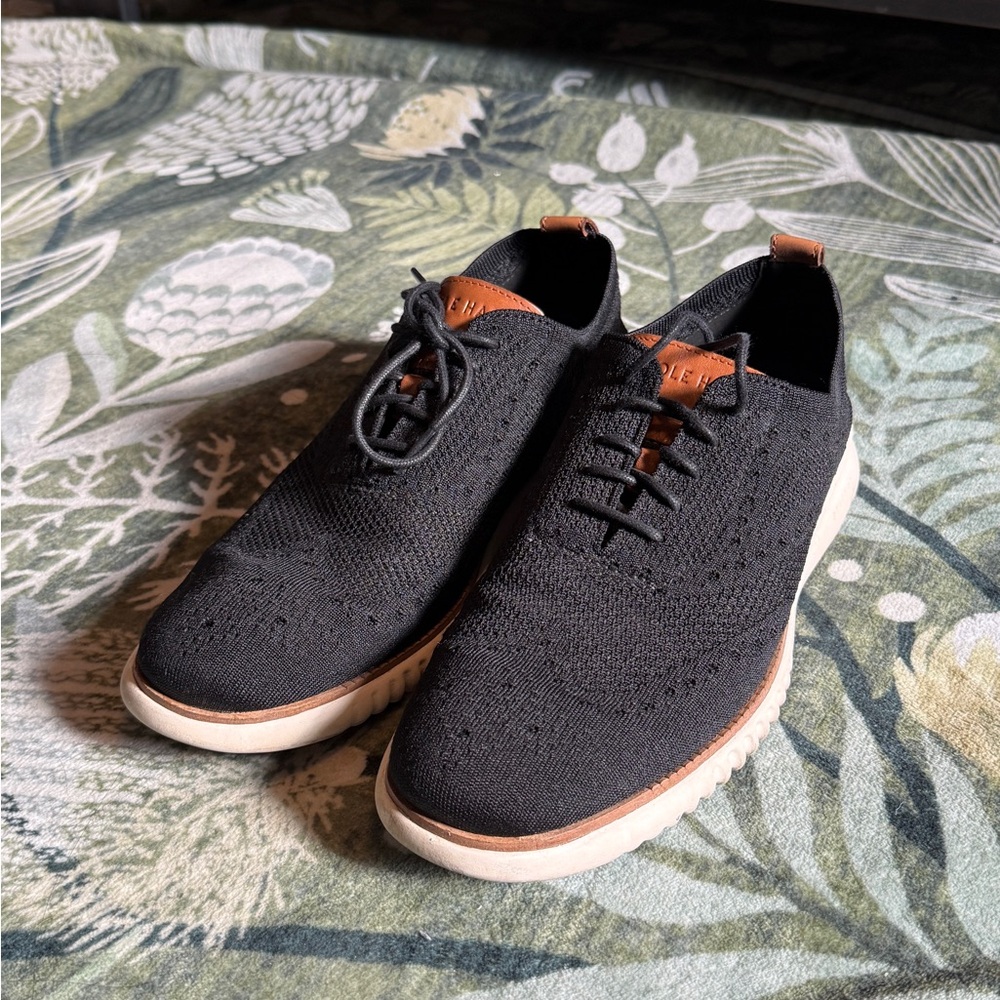 Cole Haan Black Knit Sneakers with Tan Accents